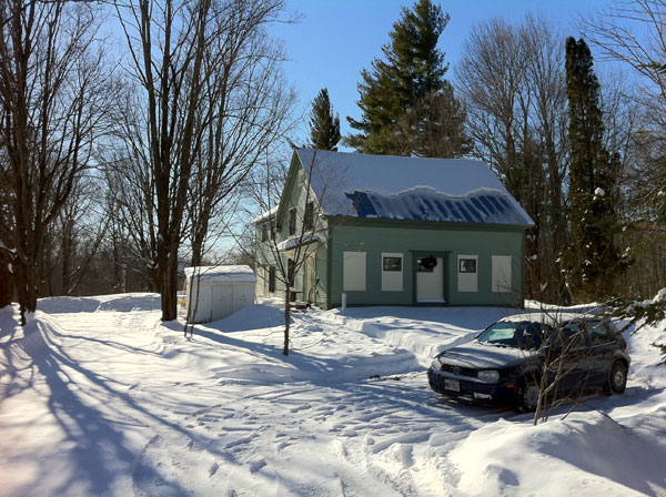 Snowed rural vermont home.
