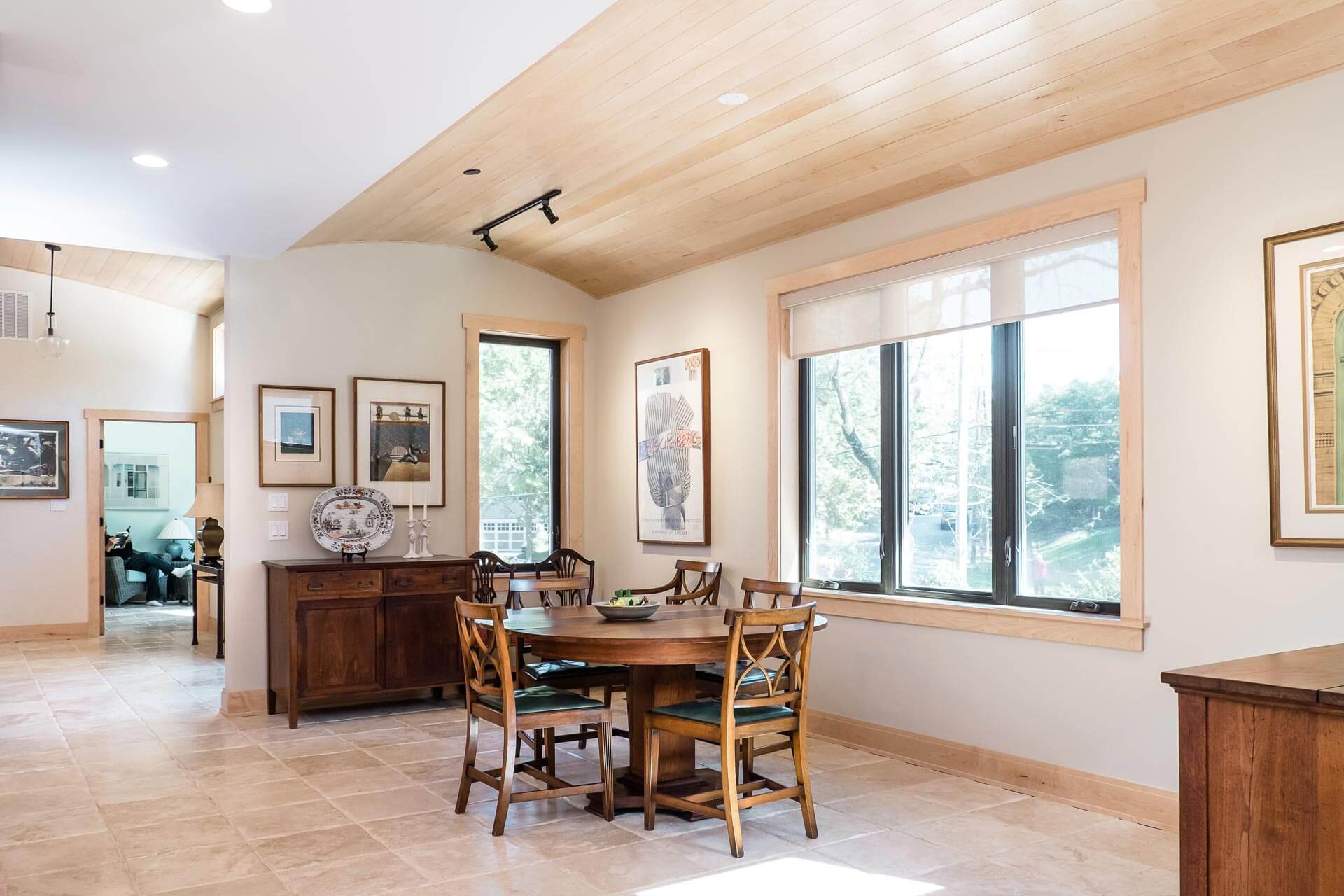 Dining-room-with-vaulted-paneled-ceiling-Accessible-home-for-retired-couple-Chevy-Chase-MD